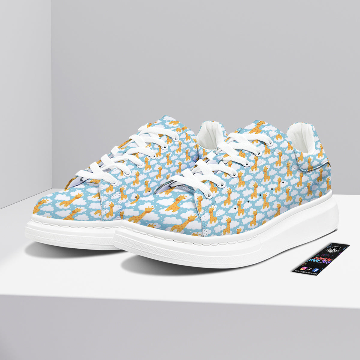 Giraffe Cute Cartoon Print Pattern Platform Shoes-grizzshop