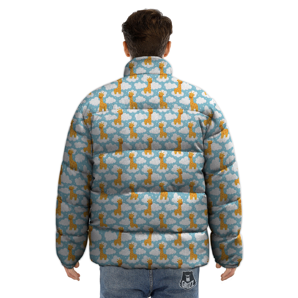 Giraffe Cute Cartoon Print Pattern Puffer Jacket-grizzshop
