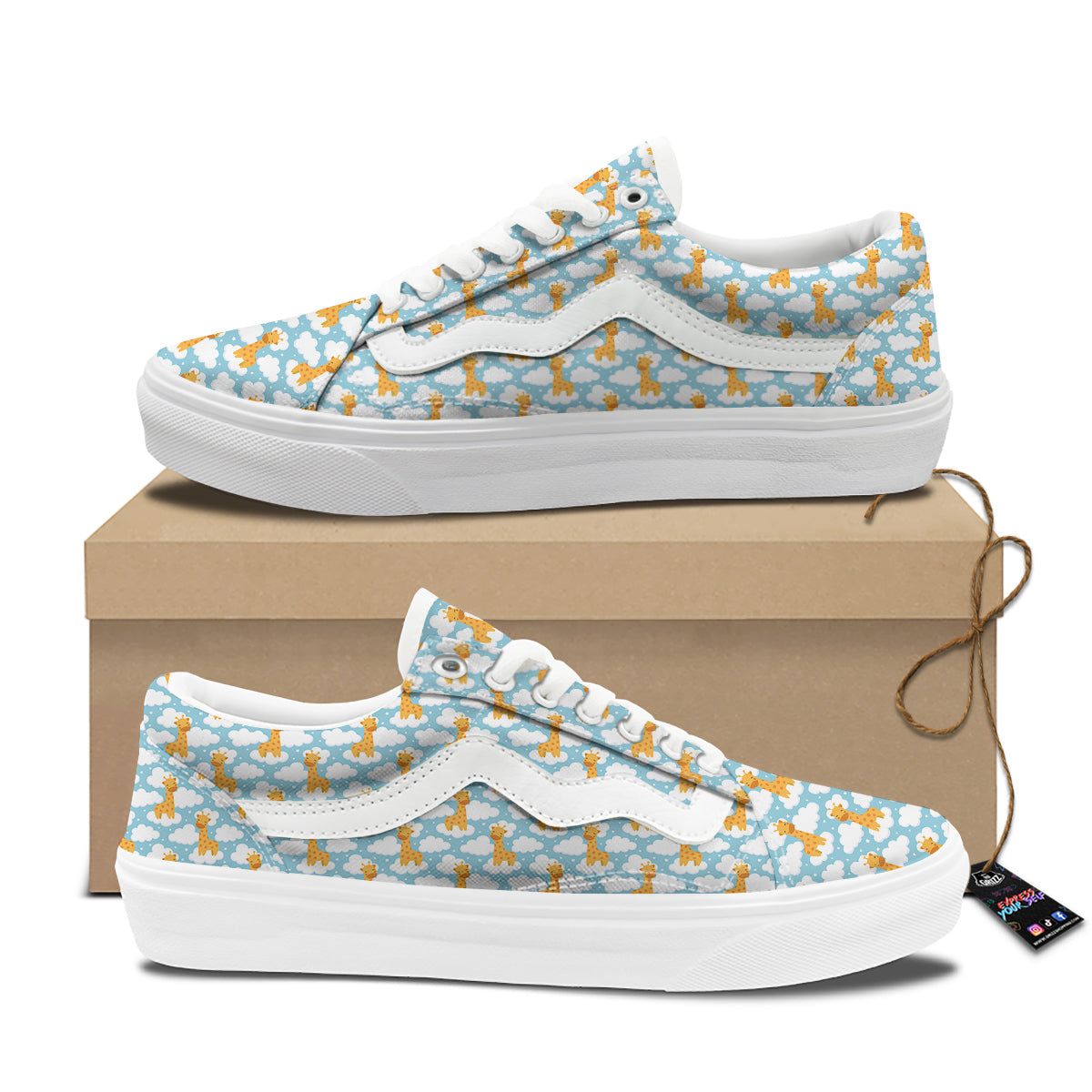 Giraffe Cute Cartoon Print Pattern Skate Shoes-grizzshop