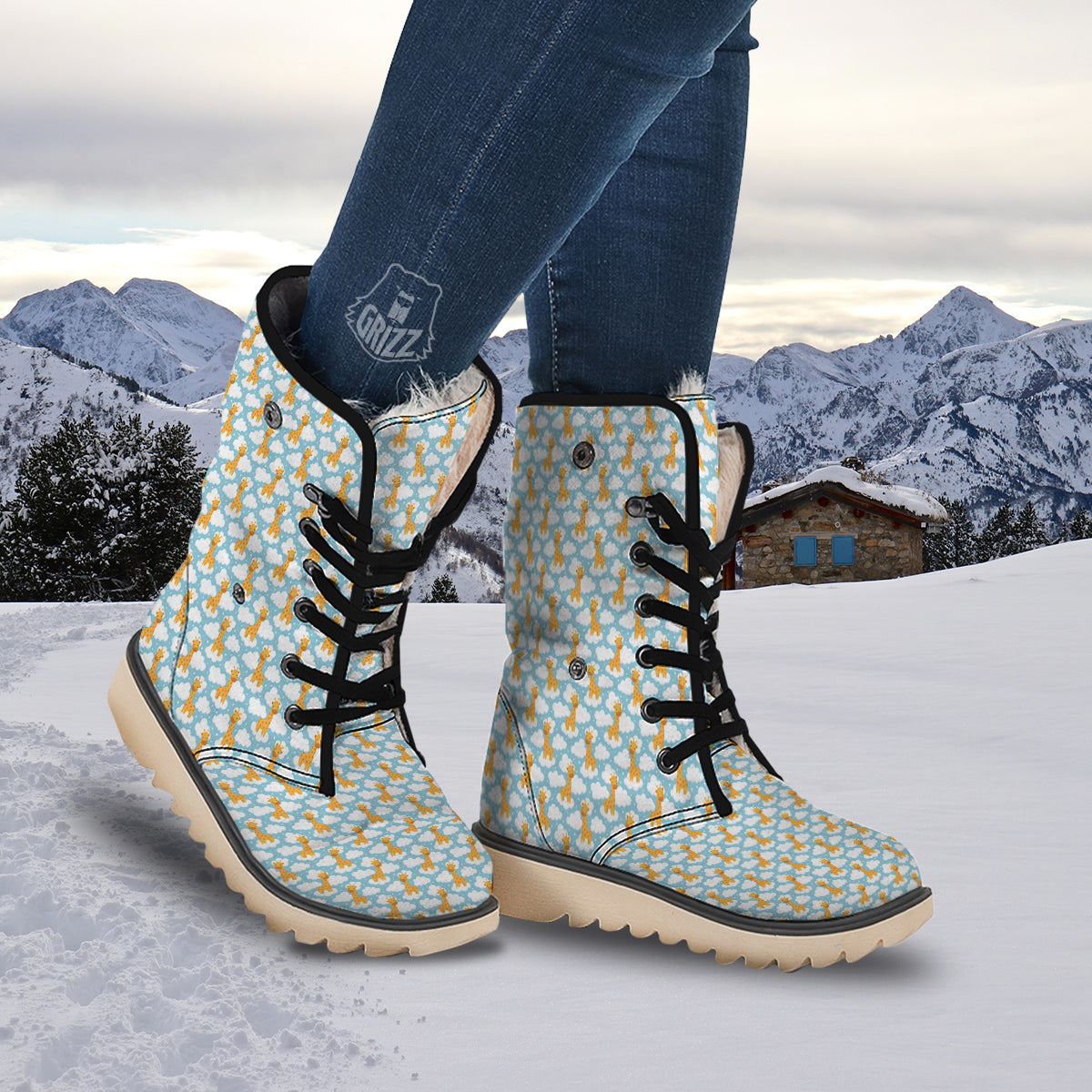Giraffe Cute Cartoon Print Pattern Snow Boots-grizzshop