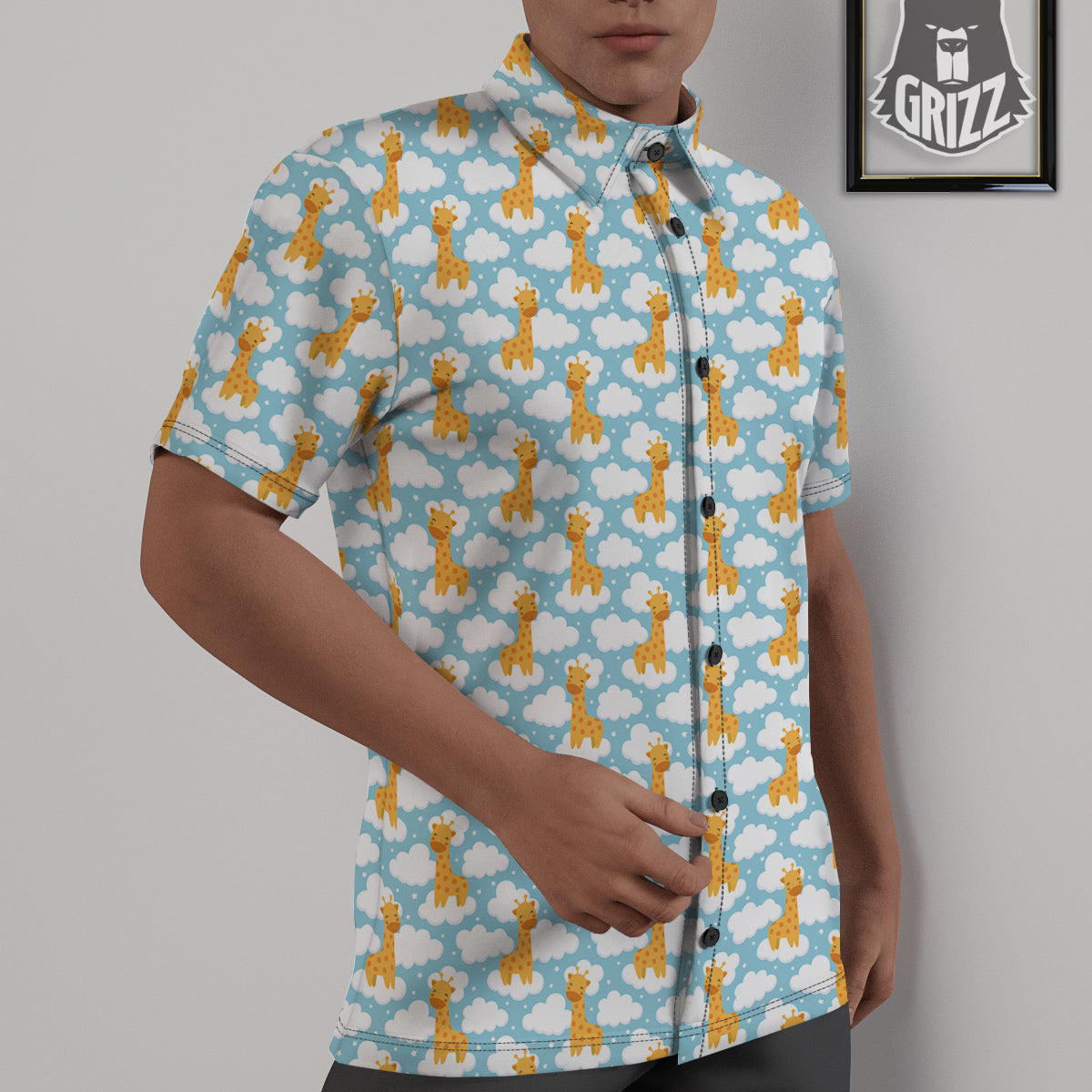 Giraffe Cute Cartoon Print Pattern Untucked Shirts-grizzshop