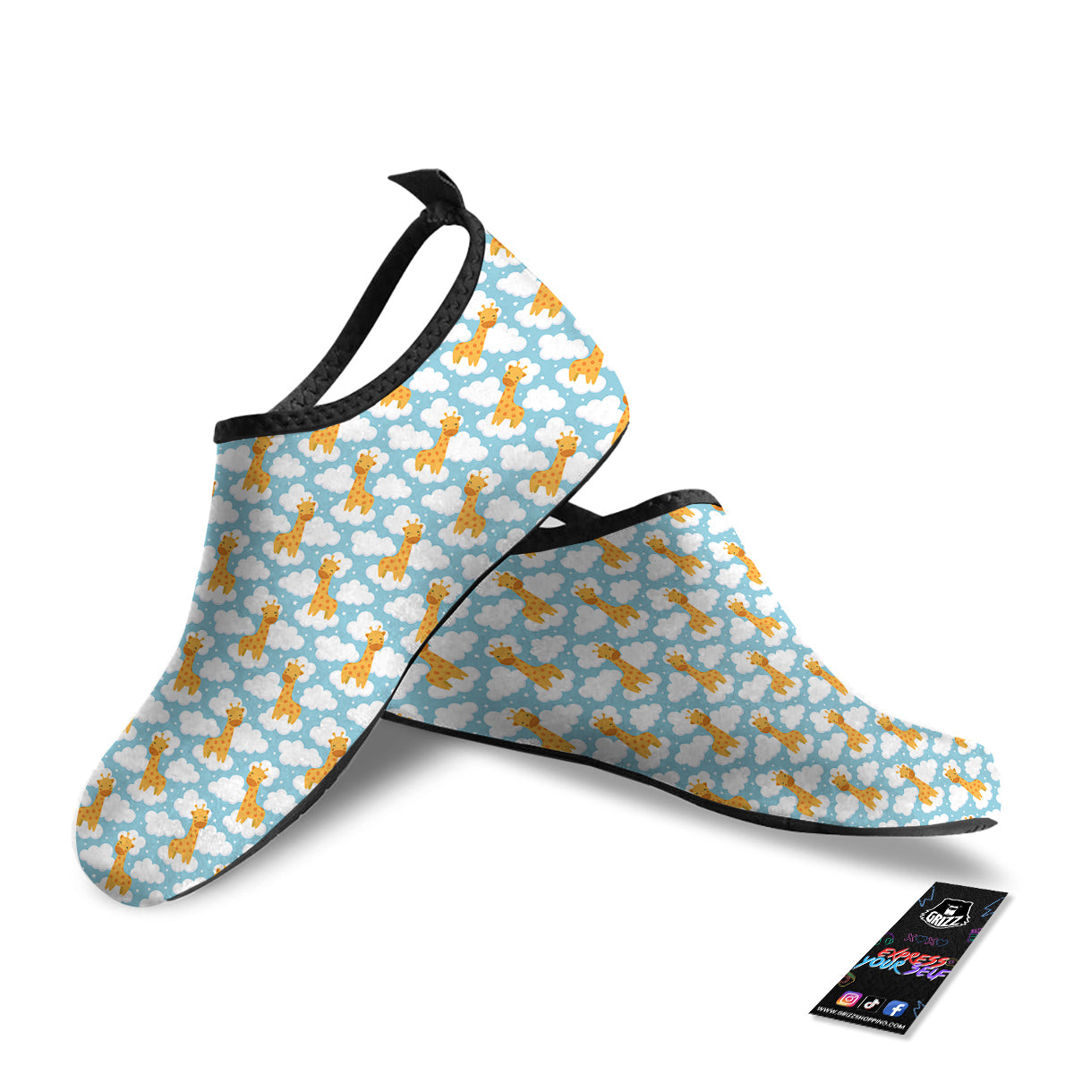 Giraffe Cute Cartoon Print Pattern Water Shoes-grizzshop
