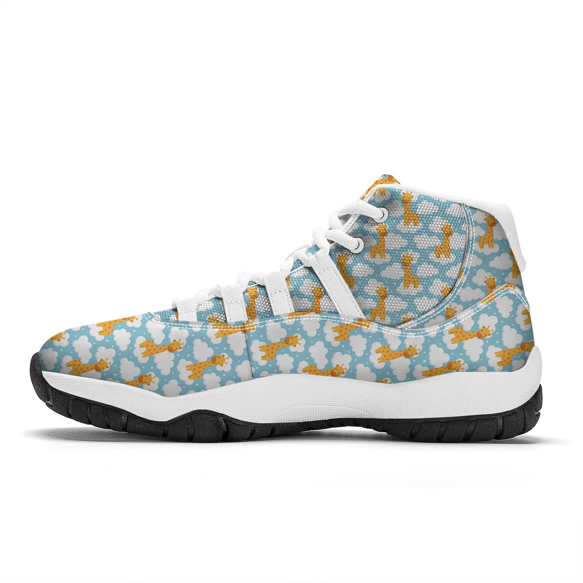 Giraffe Cute Cartoon Print Pattern White Bball Shoes-grizzshop