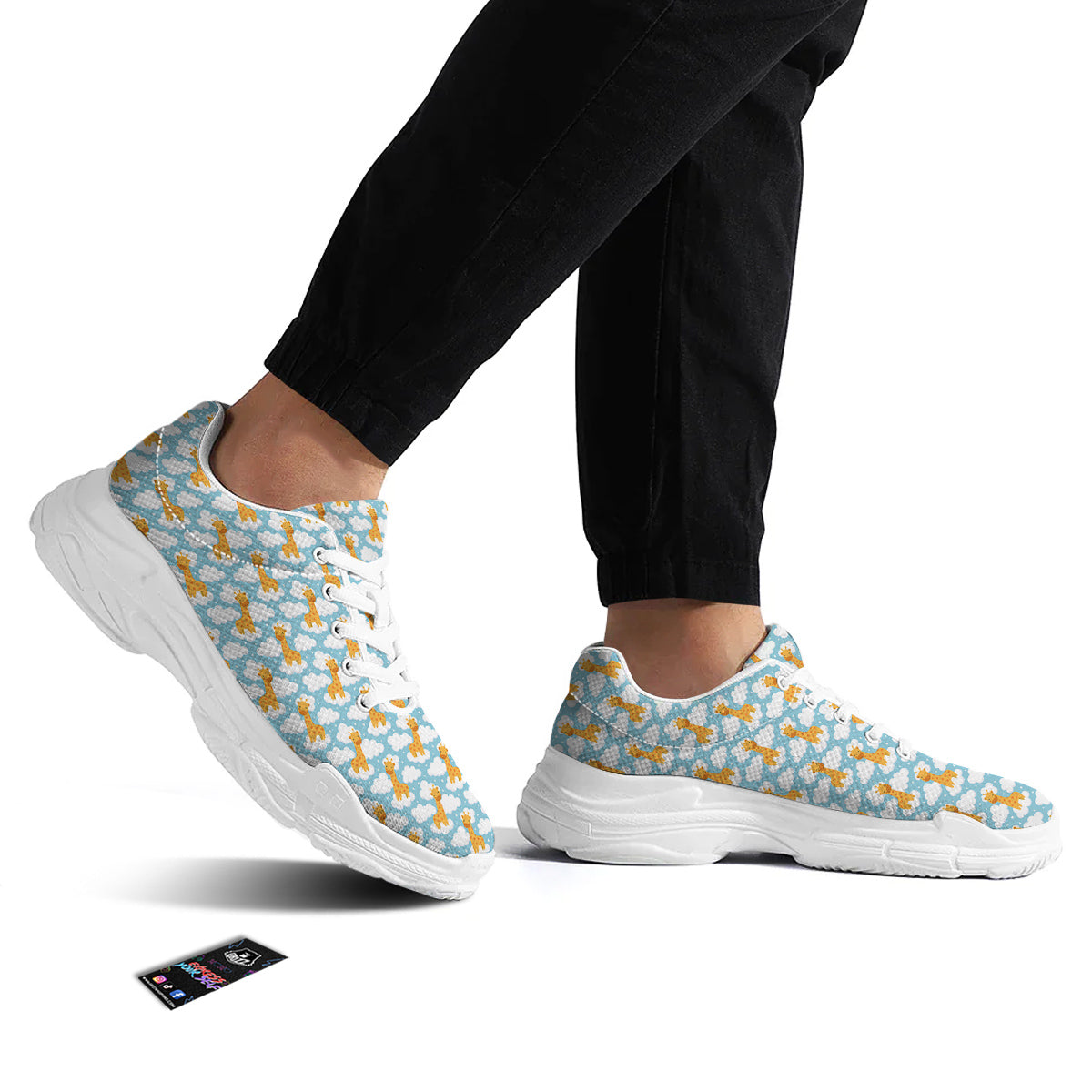 Giraffe Cute Cartoon Print Pattern White Chunky Shoes-grizzshop