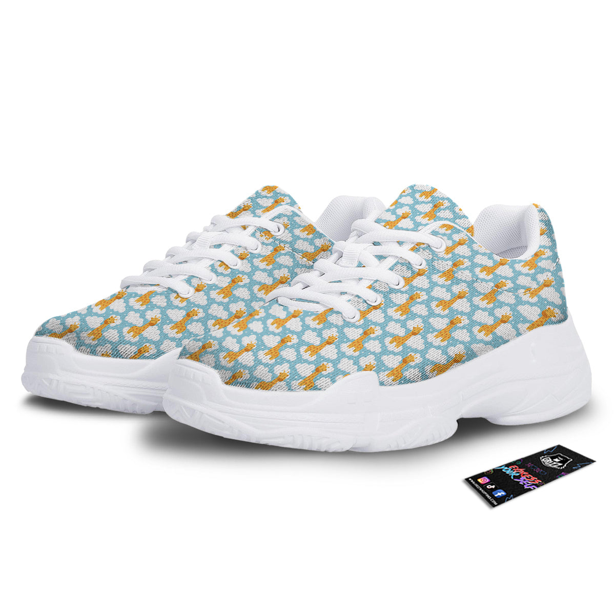 Giraffe Cute Cartoon Print Pattern White Chunky Shoes-grizzshop