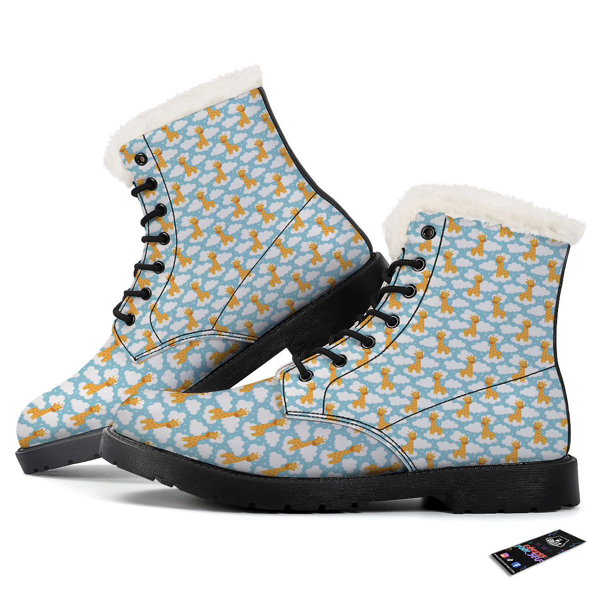 Giraffe Cute Cartoon Print Pattern Winter Boots-grizzshop