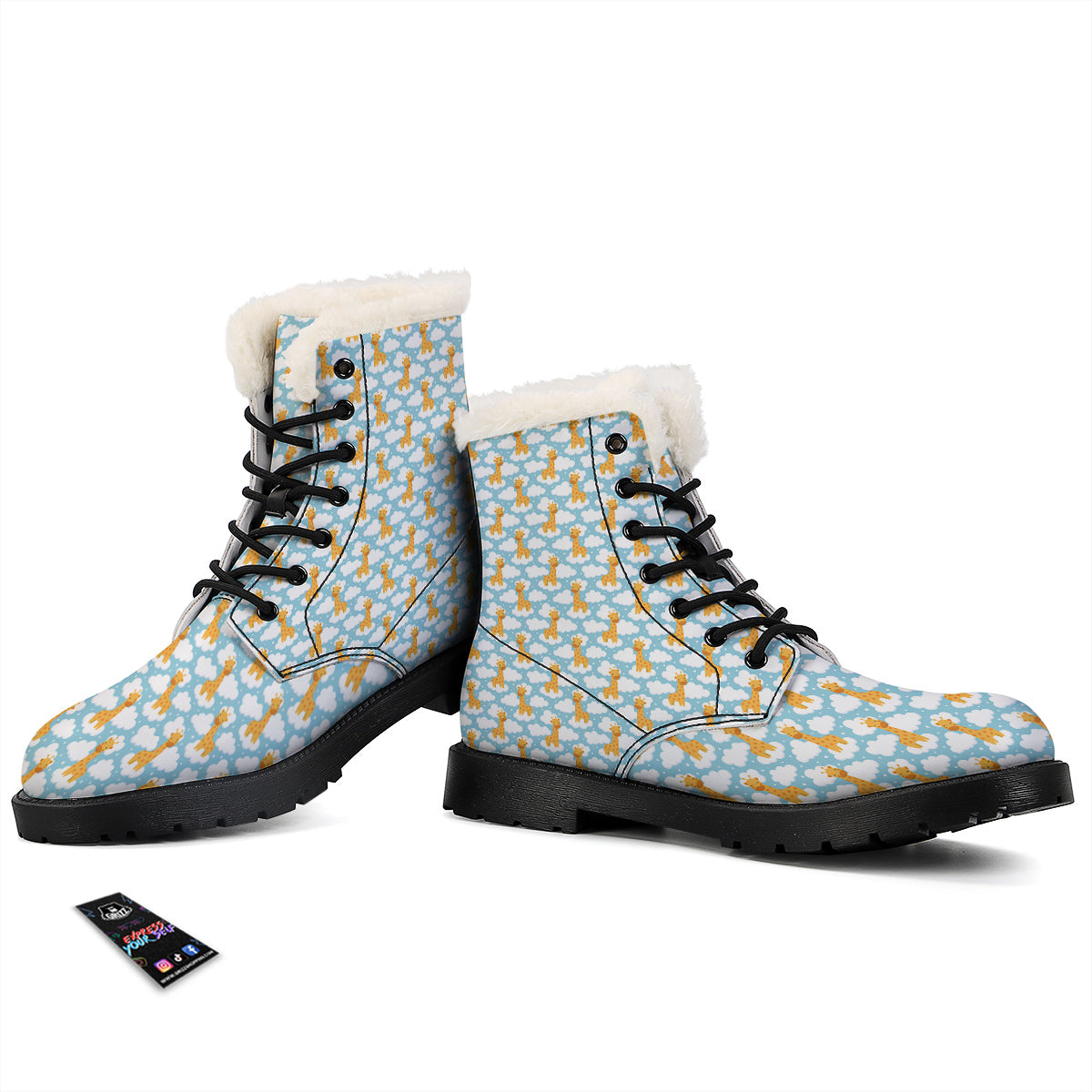 Giraffe Cute Cartoon Print Pattern Winter Boots-grizzshop