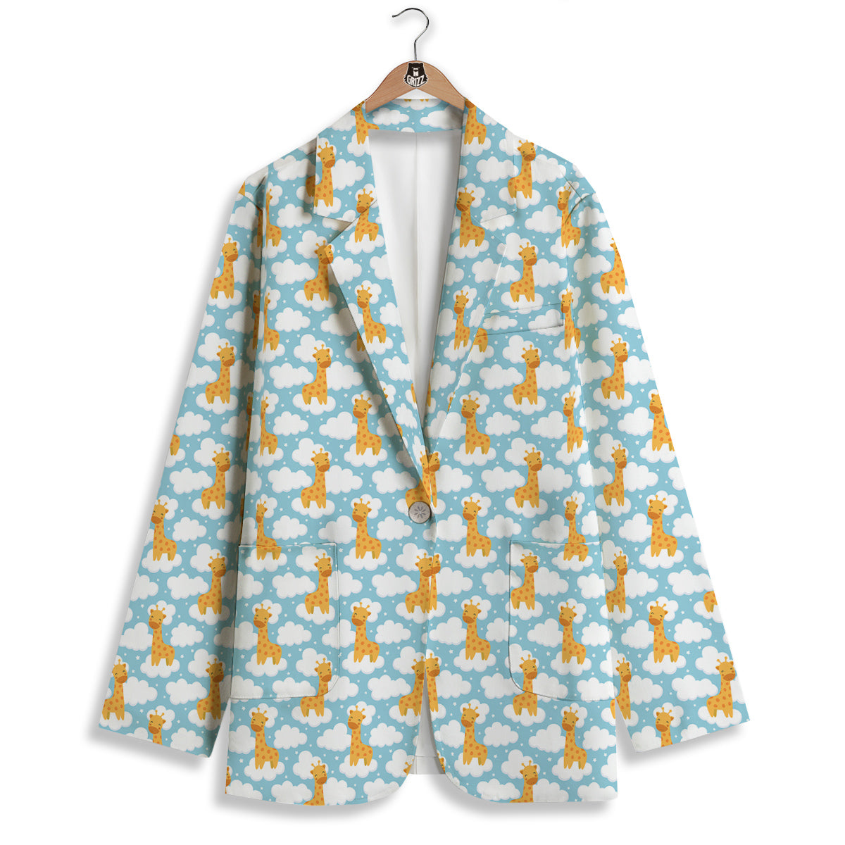 Giraffe Cute Cartoon Print Pattern Women's Blazer-grizzshop