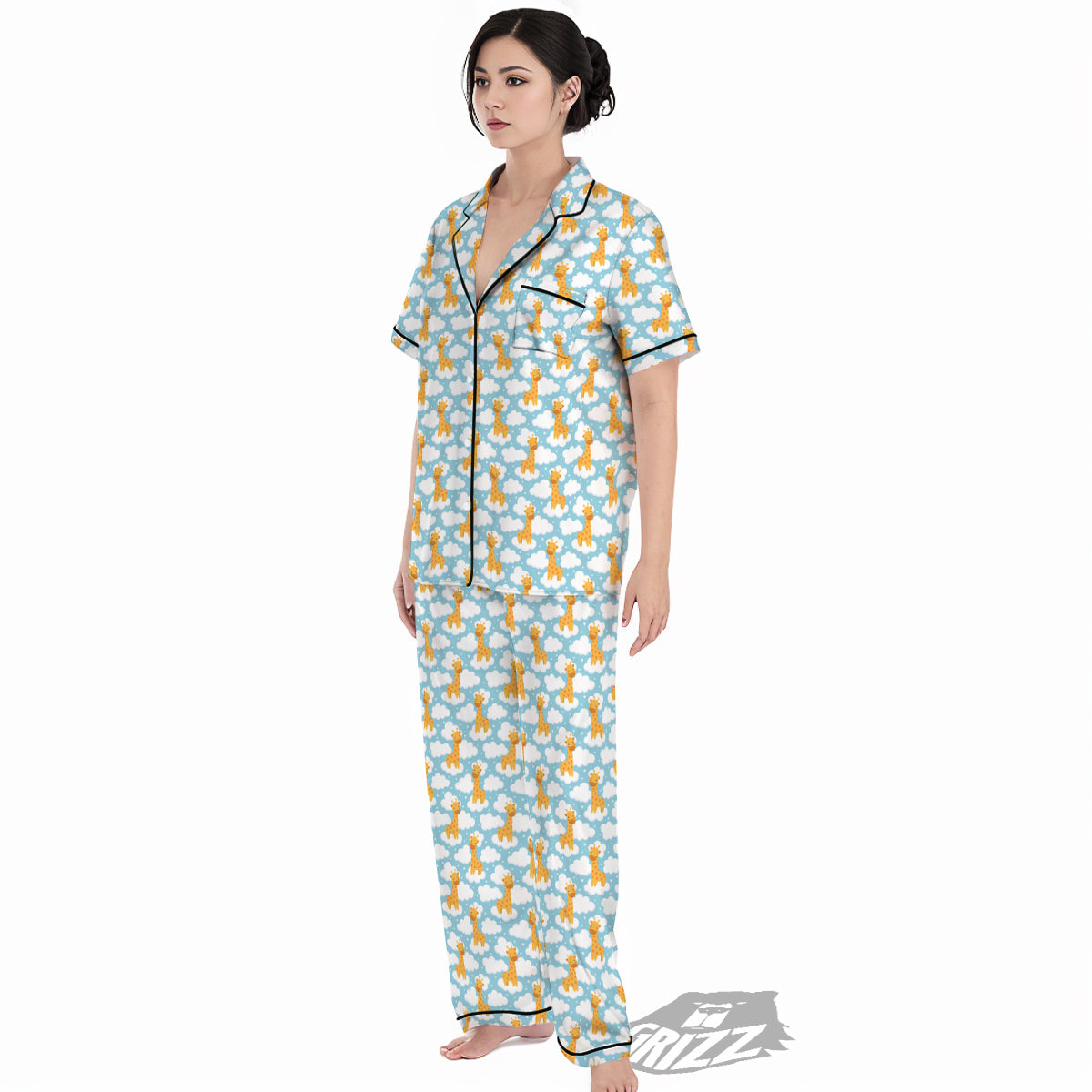 Giraffe Cute Cartoon Print Pattern Women's Pajamas Set-grizzshop