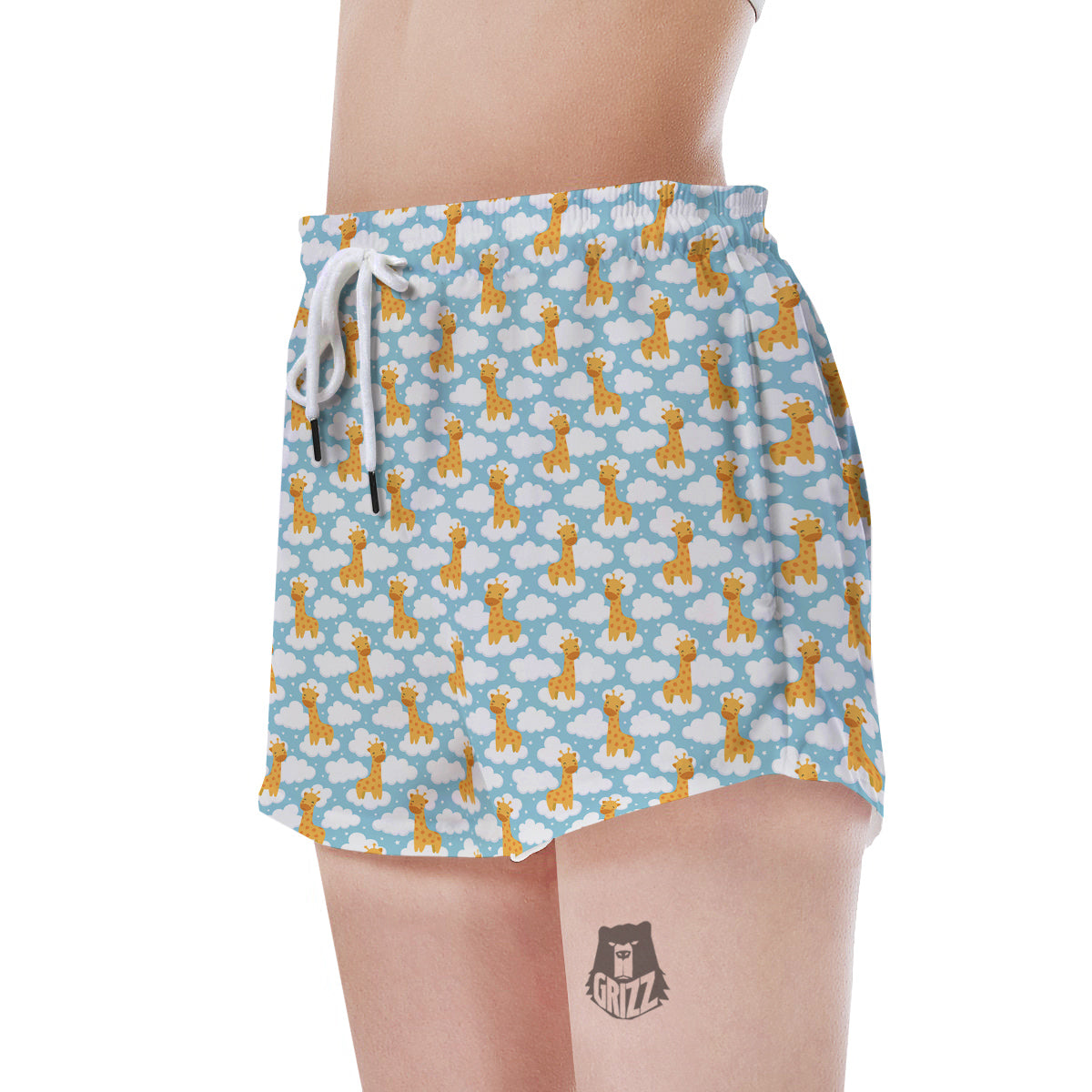 Giraffe Cute Cartoon Print Pattern Women's Shorts-grizzshop