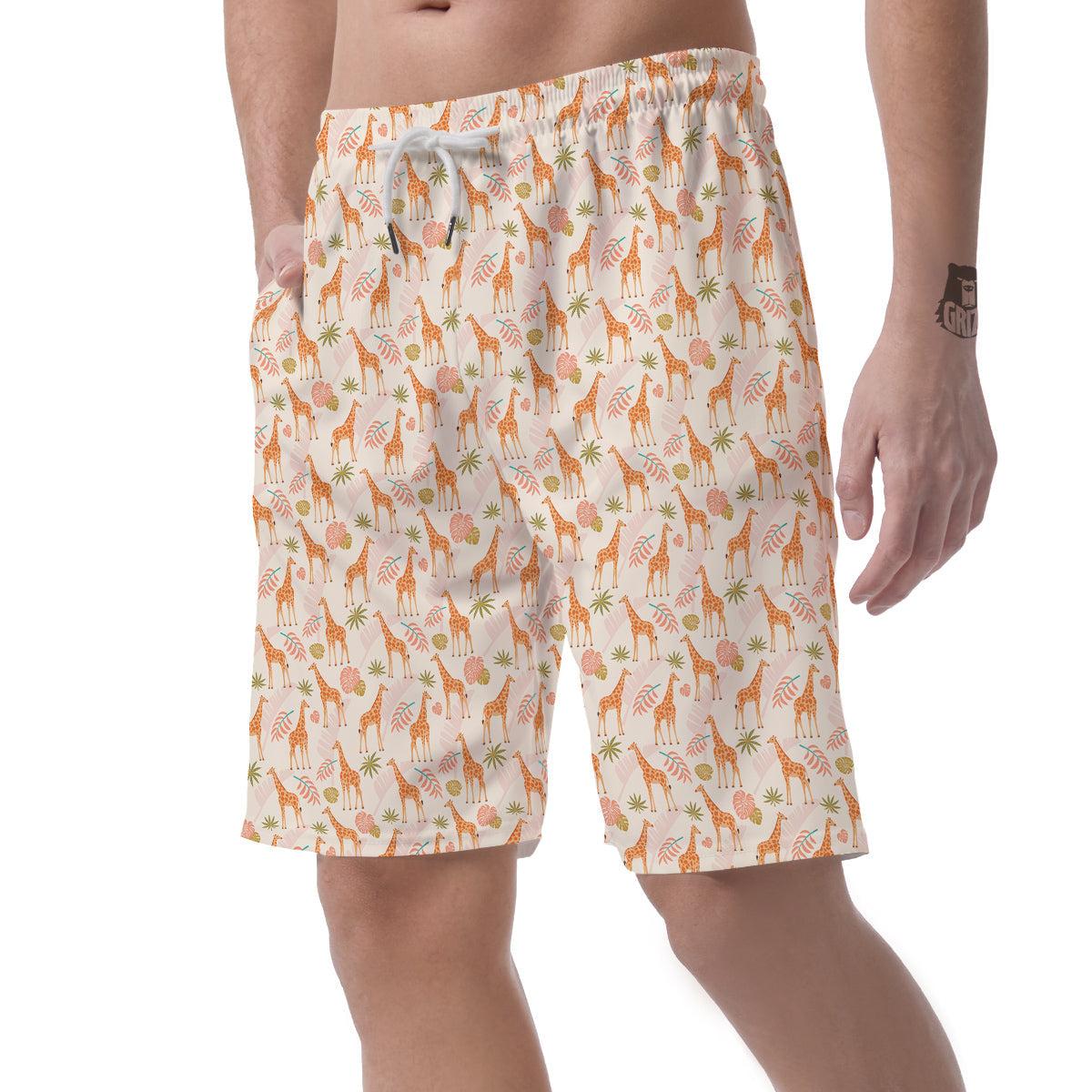Giraffe Cute Print Pattern Men's Shorts-grizzshop
