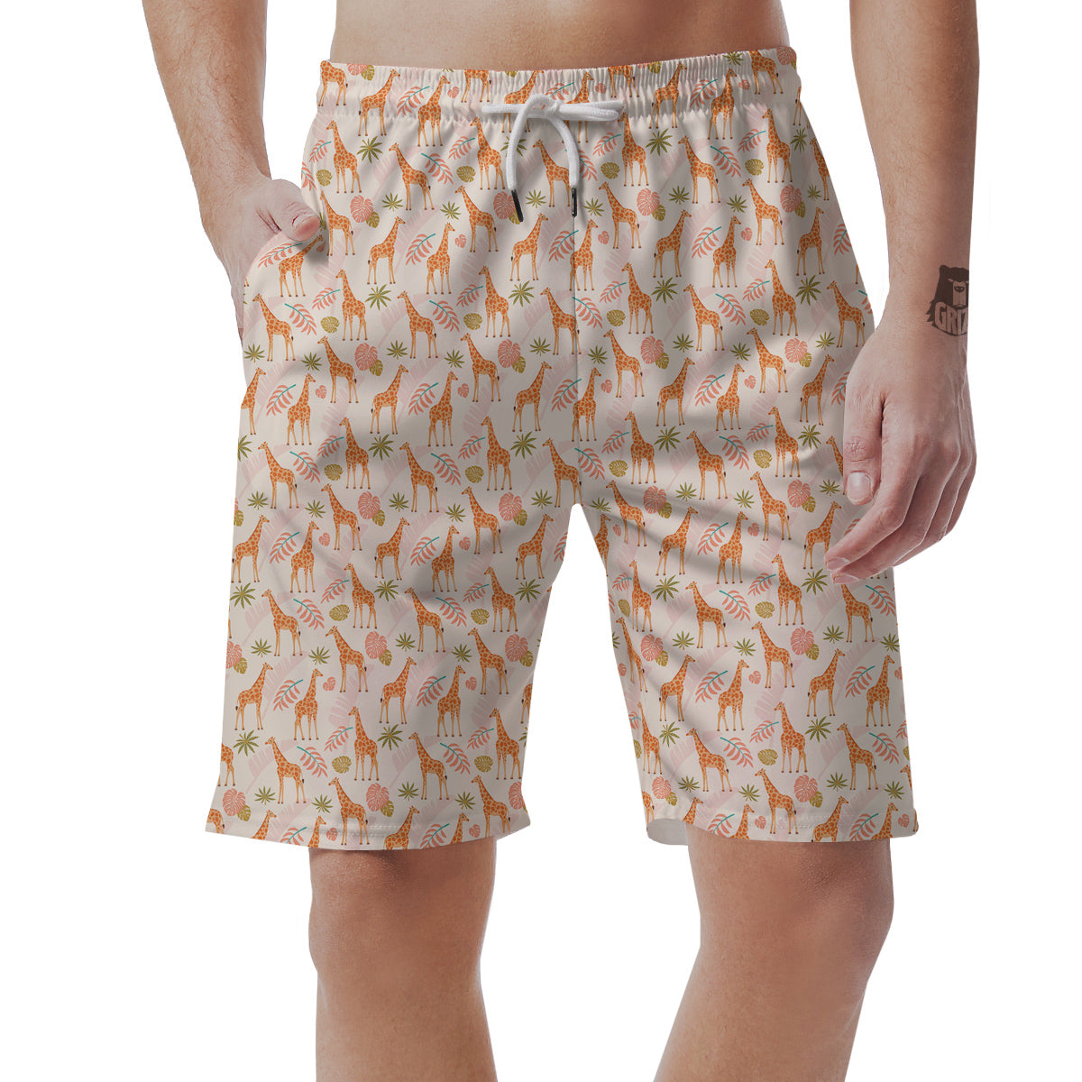 Giraffe Cute Print Pattern Men's Shorts-grizzshop