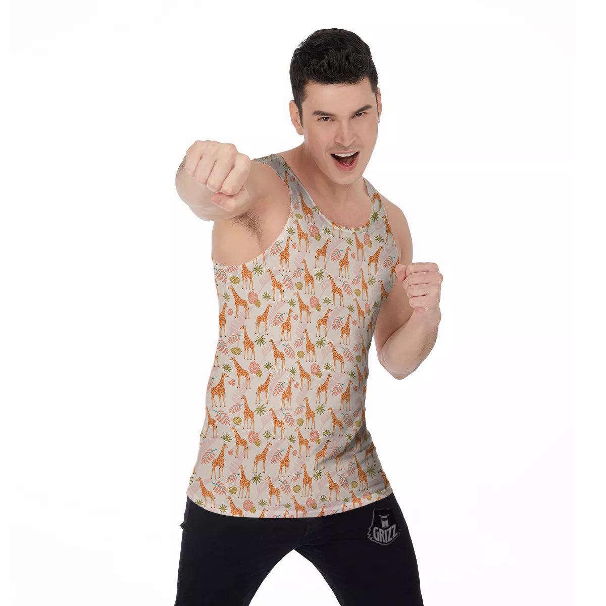 Giraffe Cute Print Pattern Men's Tank Top-grizzshop
