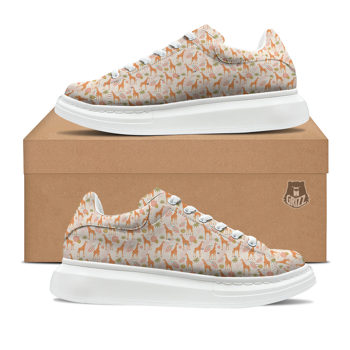 Giraffe Cute Print Pattern Platform Shoes-grizzshop