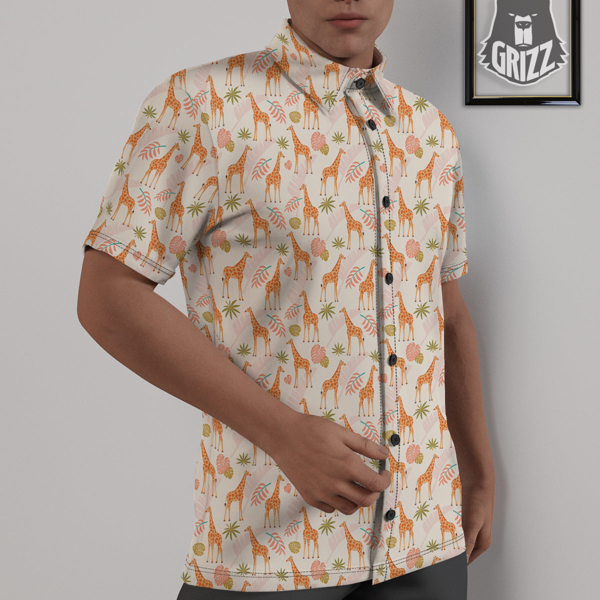 Giraffe Cute Print Pattern Untucked Shirts-grizzshop