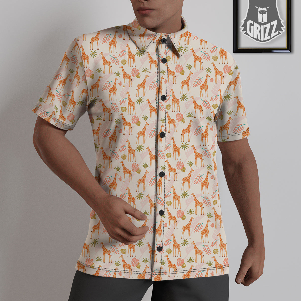 Giraffe Cute Print Pattern Untucked Shirts-grizzshop