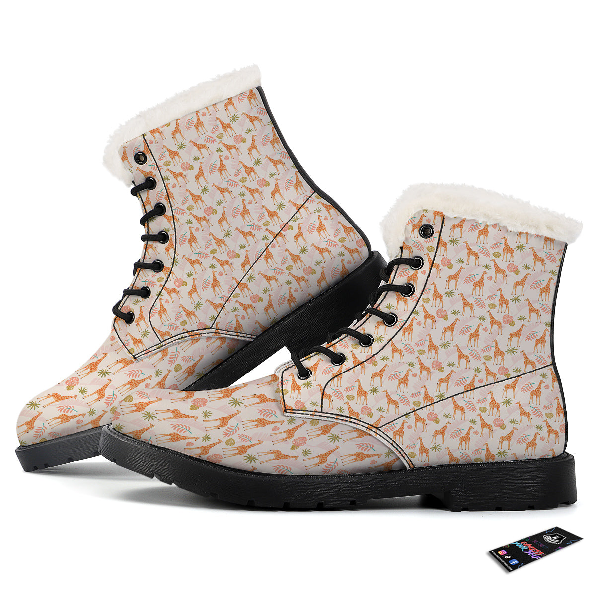 Giraffe Cute Print Pattern Winter Boots-grizzshop