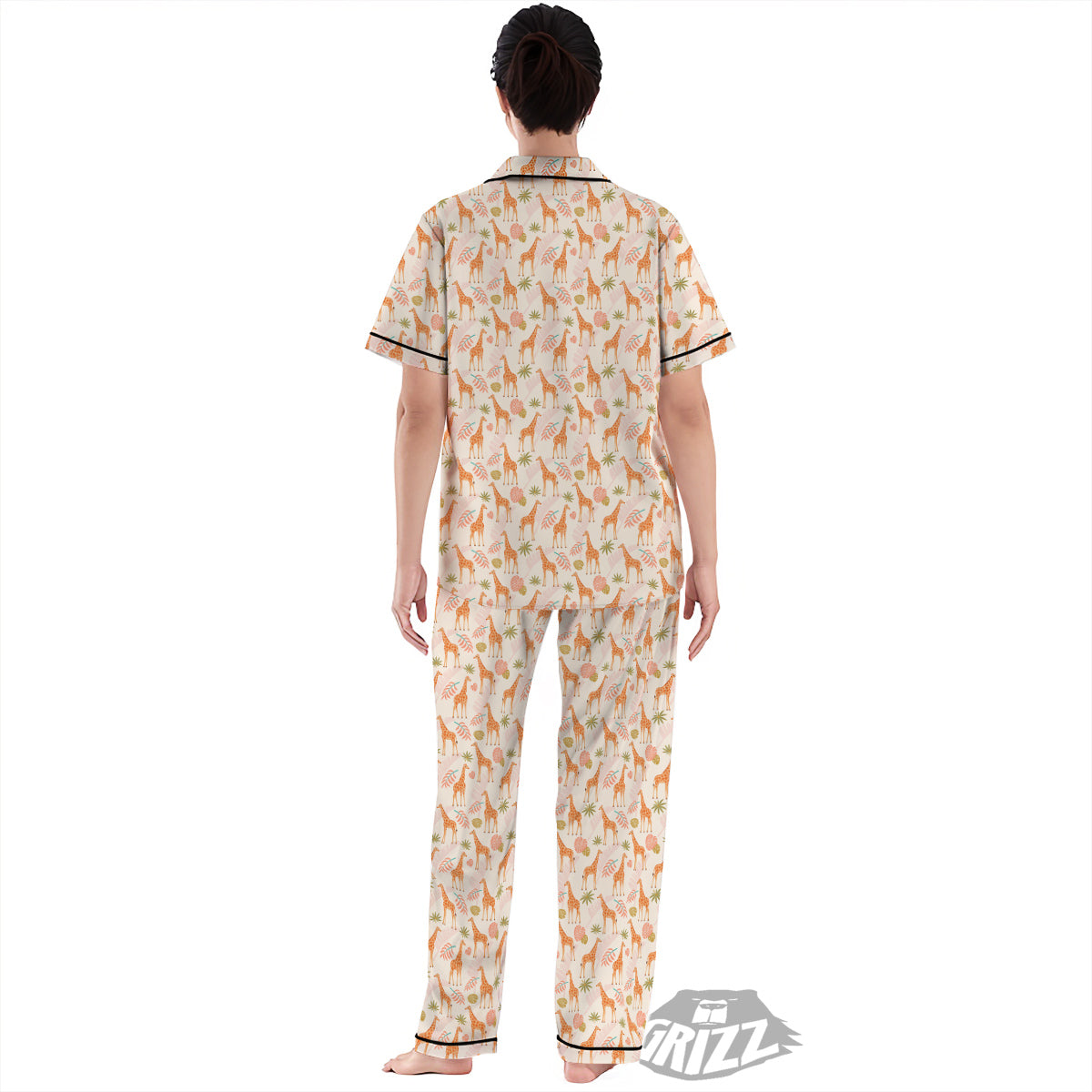 Giraffe Cute Print Pattern Women's Pajamas Set-grizzshop