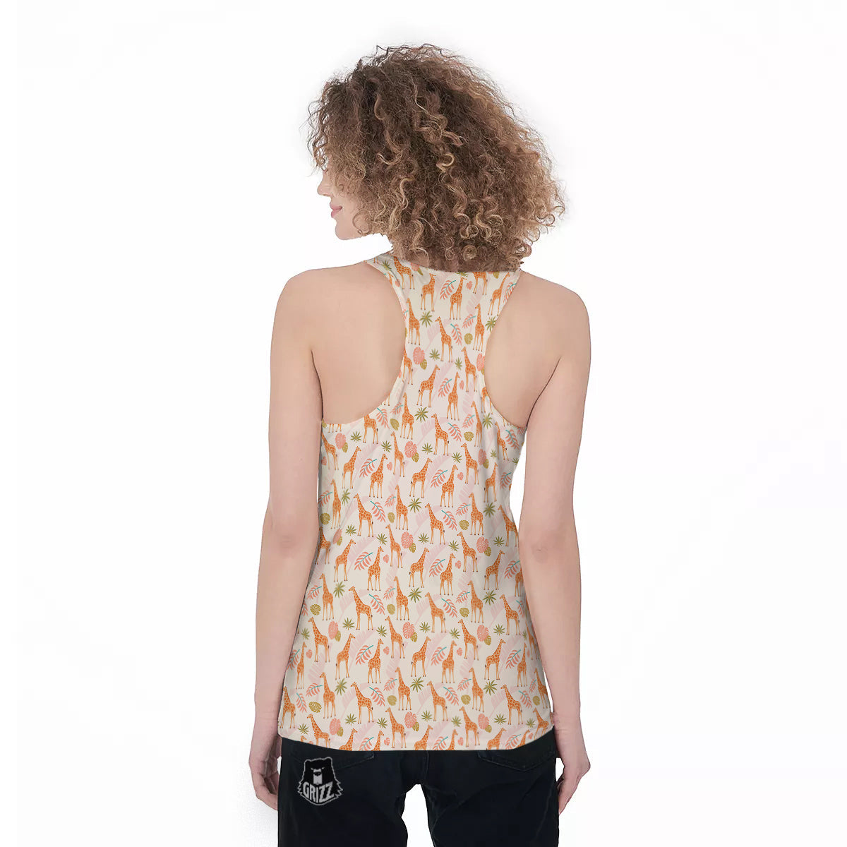 Giraffe Cute Print Pattern Women's Racerback Tank Top-grizzshop