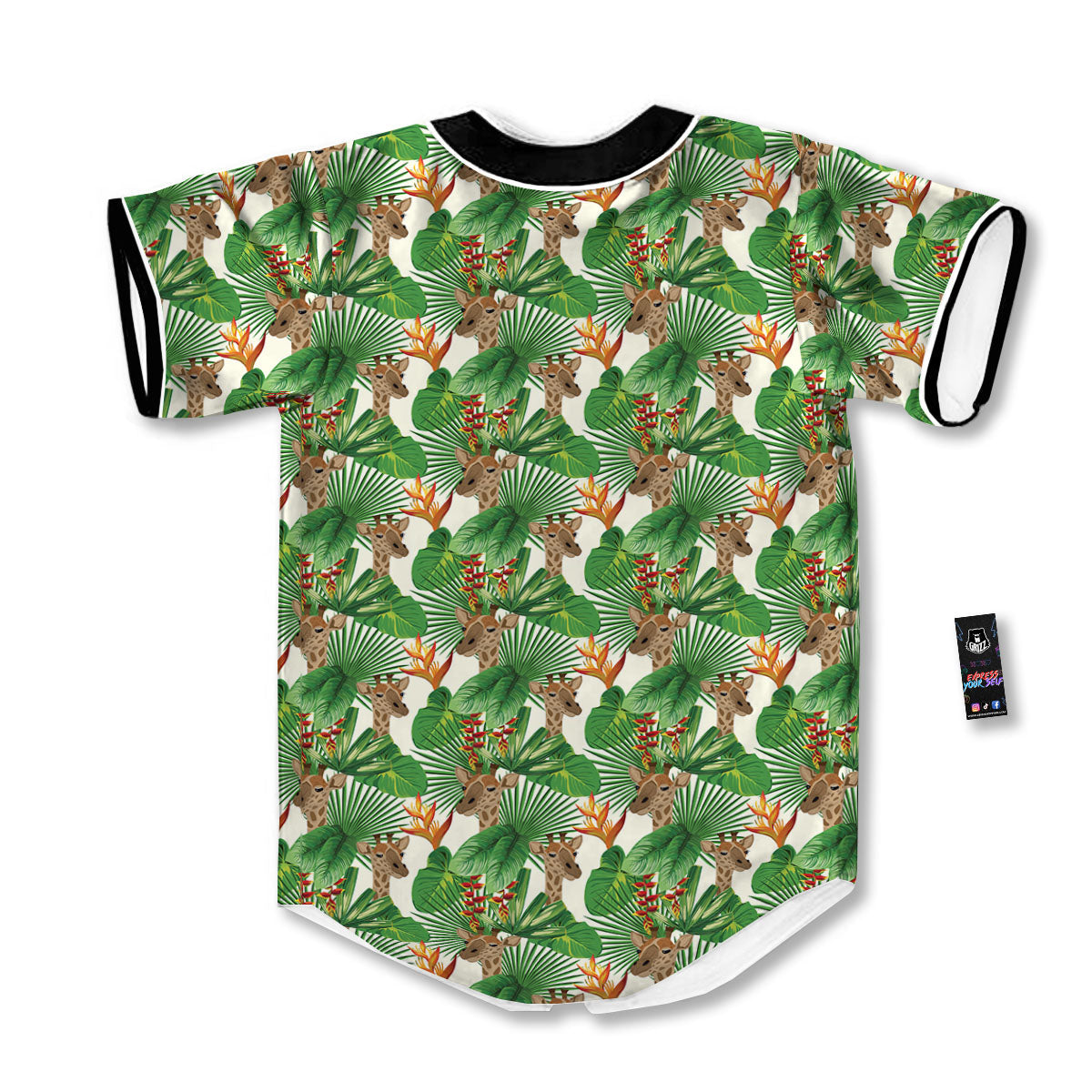Giraffe Exotic Tropical Print Pattern Baseball Jersey-grizzshop
