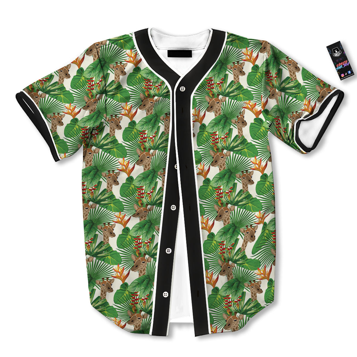 Giraffe Exotic Tropical Print Pattern Baseball Jersey-grizzshop