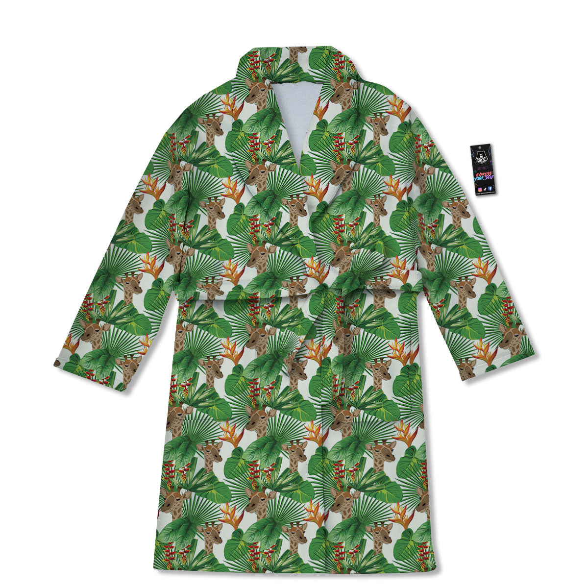 Giraffe Exotic Tropical Print Pattern Bathrobe-grizzshop