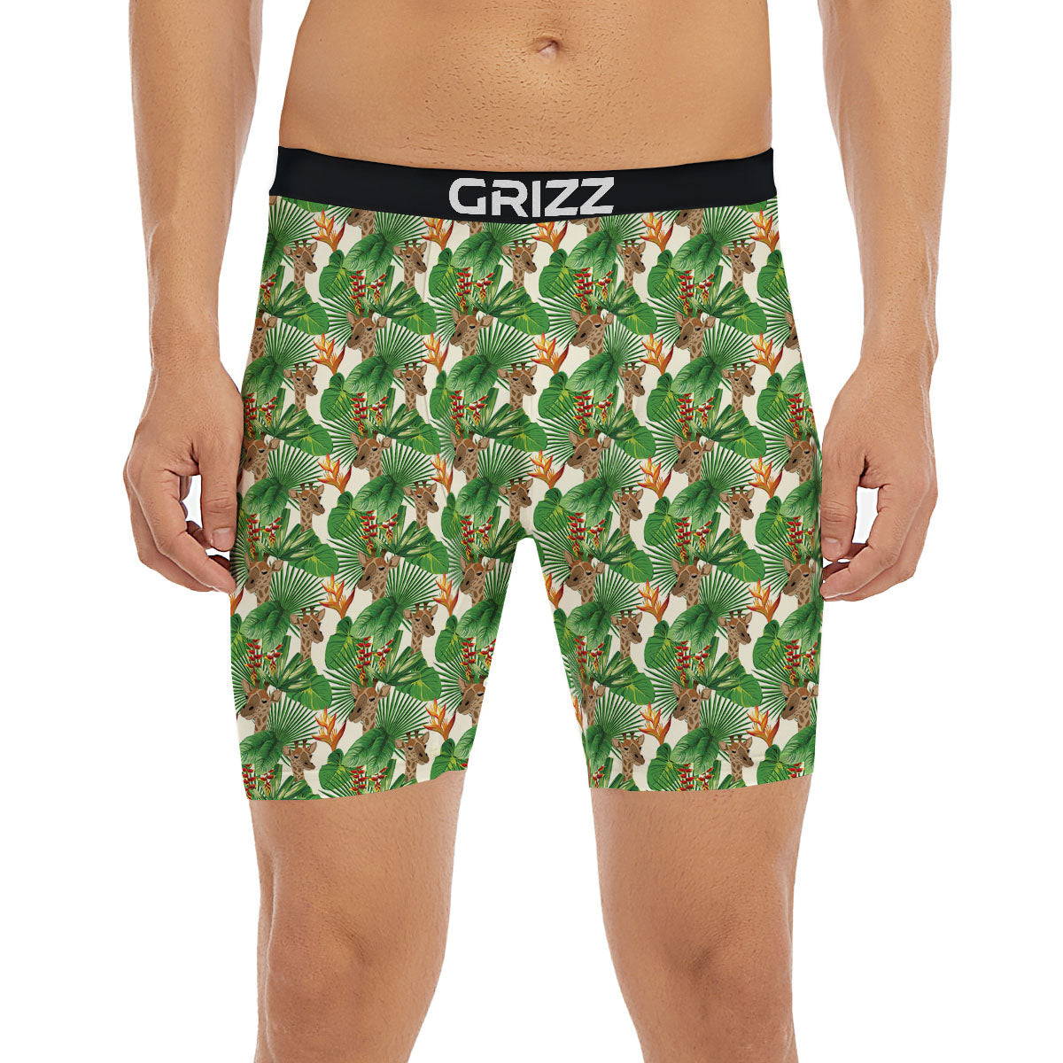 Giraffe Exotic Tropical Print Pattern Boxer Briefs-grizzshop
