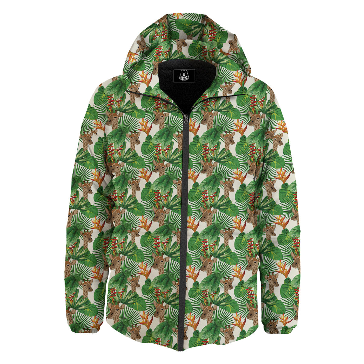 Giraffe Exotic Tropical Print Pattern Down Jacket-grizzshop