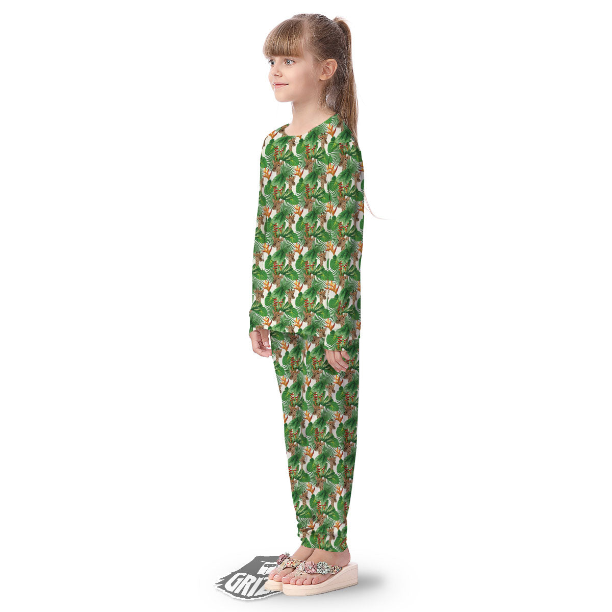 Giraffe Exotic Tropical Print Pattern Kid's Pajamas-grizzshop