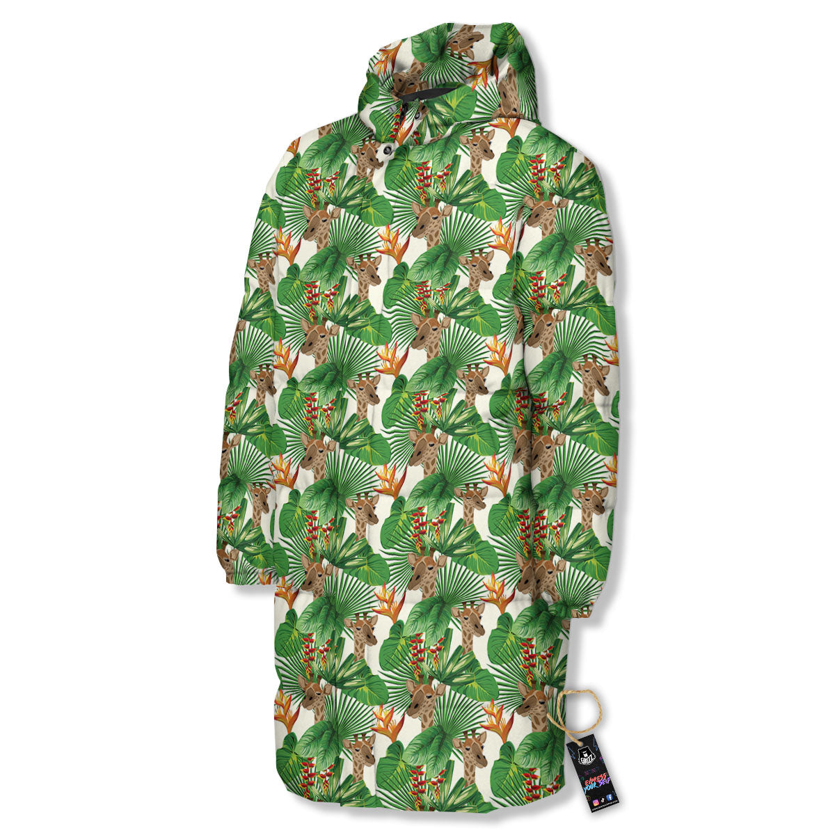 Giraffe Exotic Tropical Print Pattern Long Down Jacket-grizzshop