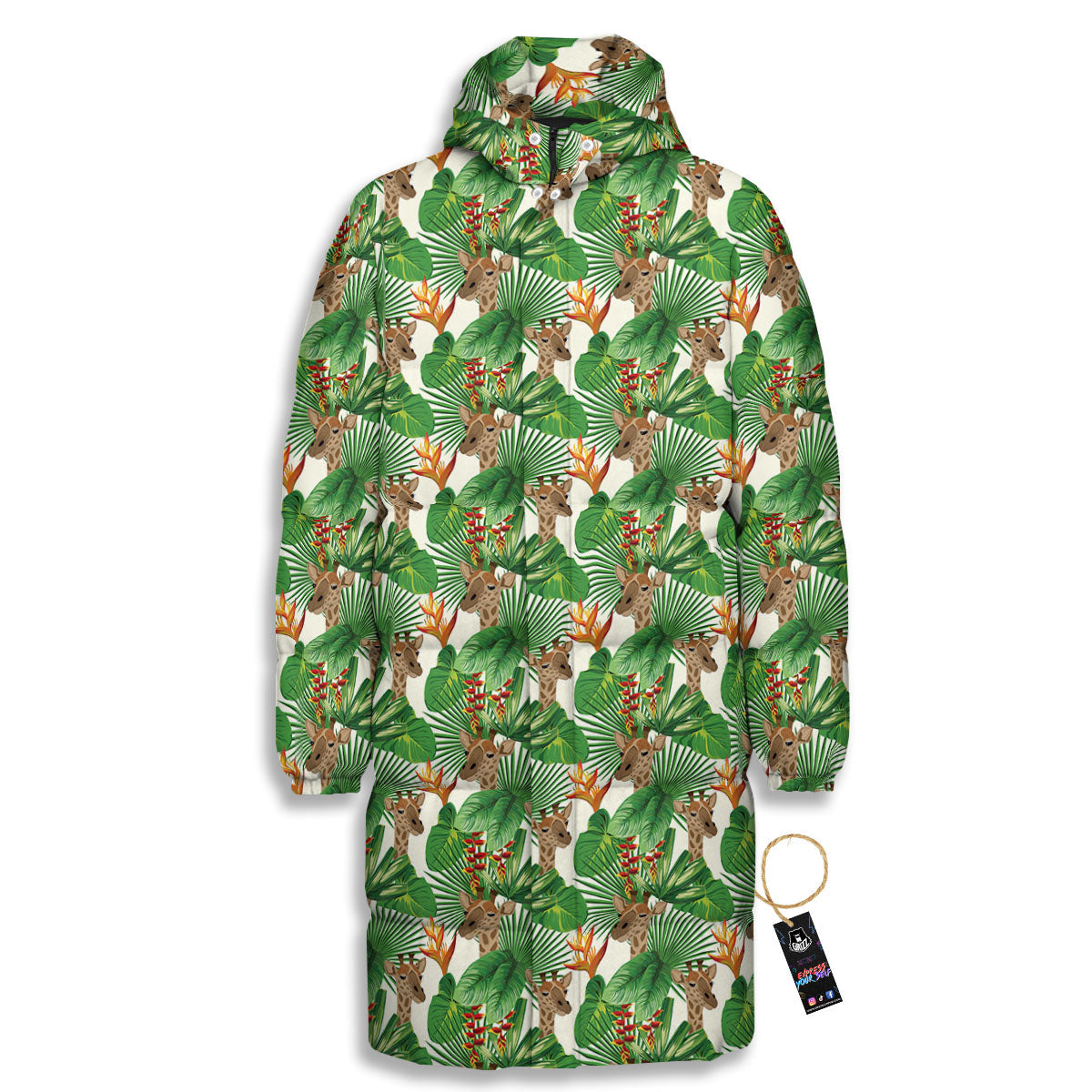 Giraffe Exotic Tropical Print Pattern Long Down Jacket-grizzshop