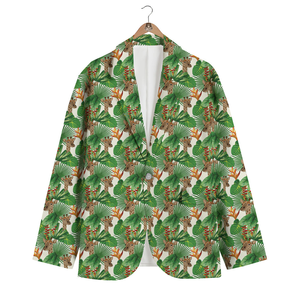 Giraffe Exotic Tropical Print Pattern Men's Blazer-grizzshop