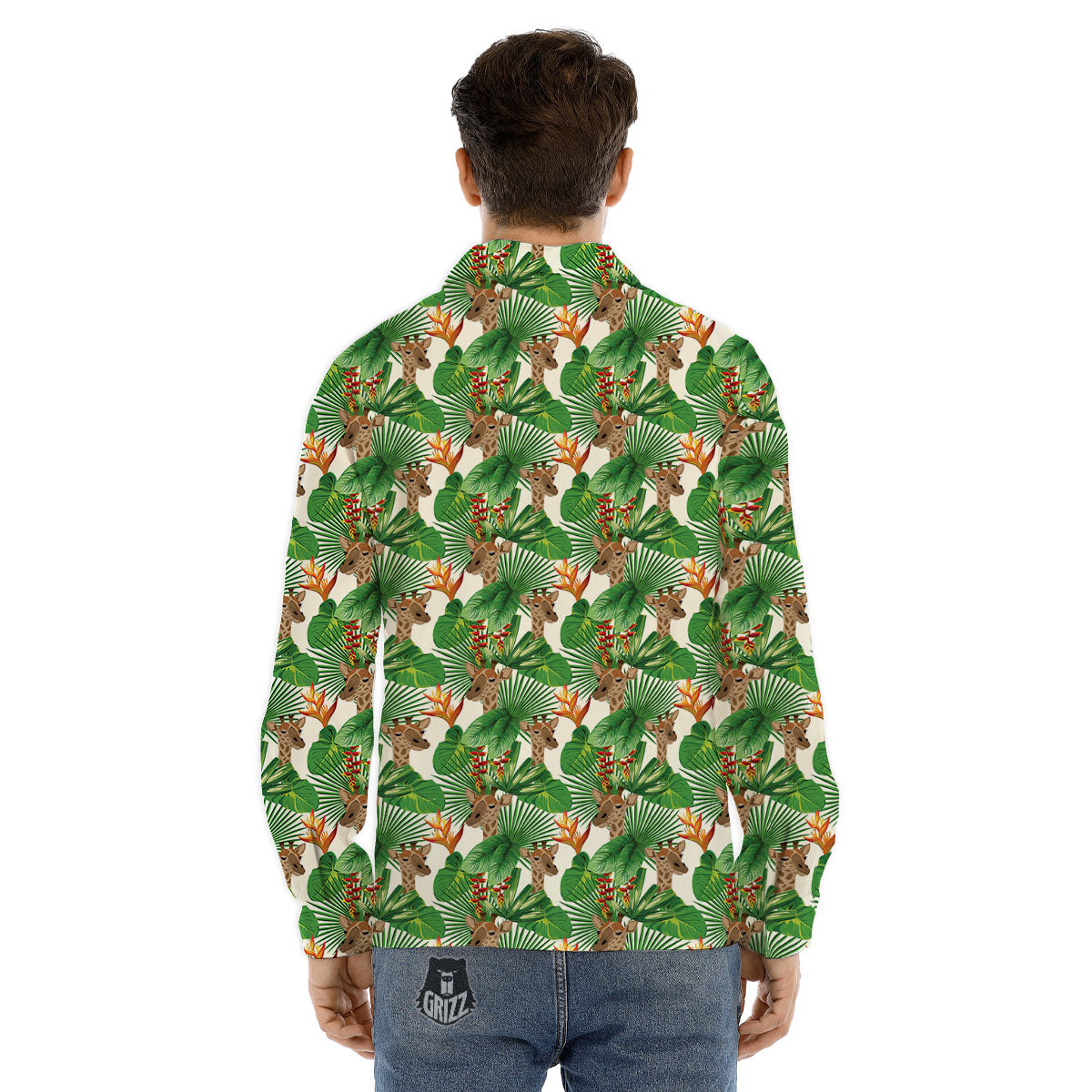 Giraffe Exotic Tropical Print Pattern Men's Dress Shirts-grizzshop