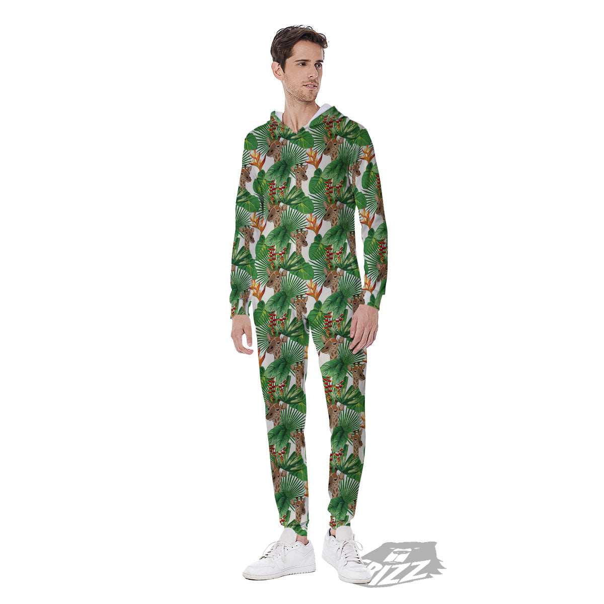 Giraffe Exotic Tropical Print Pattern Men's Jumpsuit-grizzshop