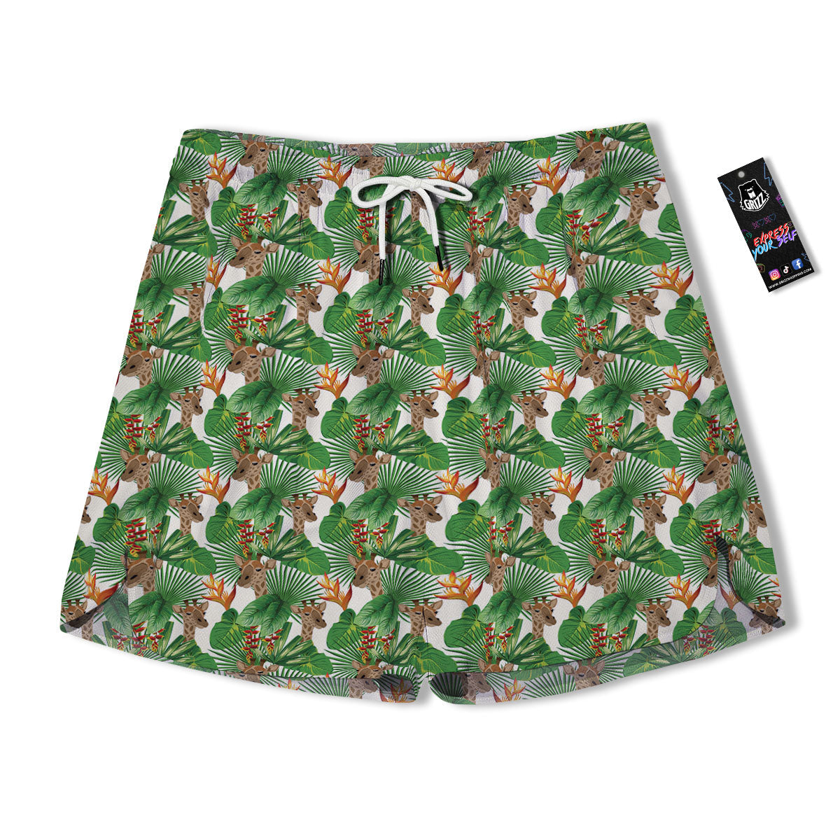 Giraffe Exotic Tropical Print Pattern Men's Running Shorts-grizzshop