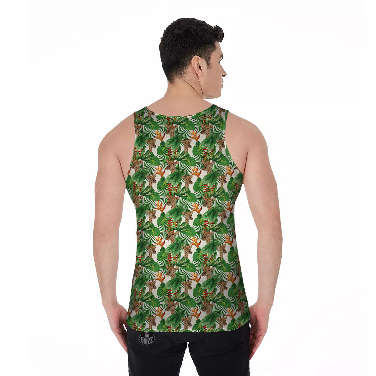 Giraffe Exotic Tropical Print Pattern Men's Tank Top-grizzshop
