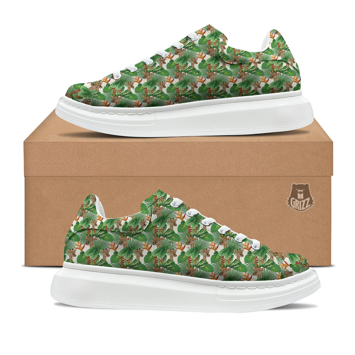 Giraffe Exotic Tropical Print Pattern Platform Shoes-grizzshop
