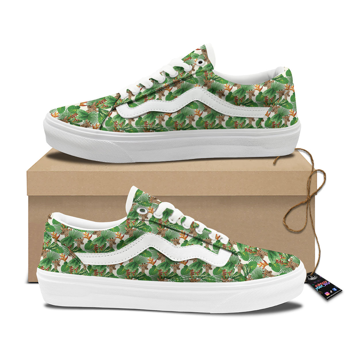 Giraffe Exotic Tropical Print Pattern Skate Shoes-grizzshop