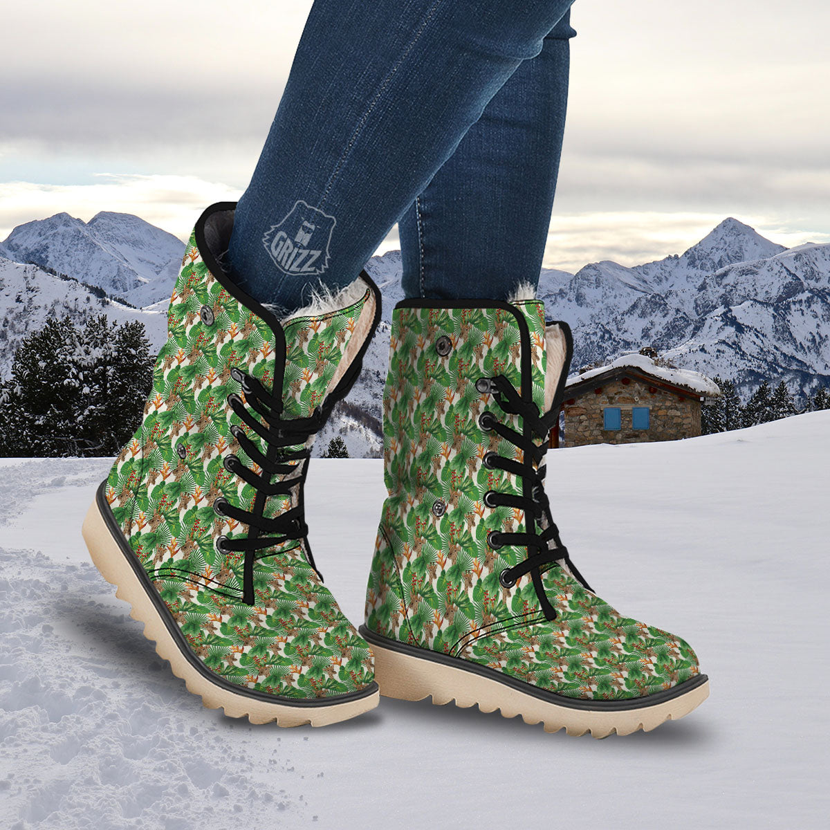 Giraffe Exotic Tropical Print Pattern Snow Boots-grizzshop