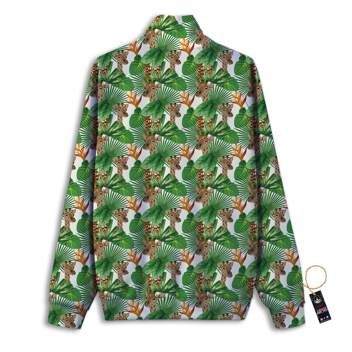 Giraffe Exotic Tropical Print Pattern Track Jacket-grizzshop
