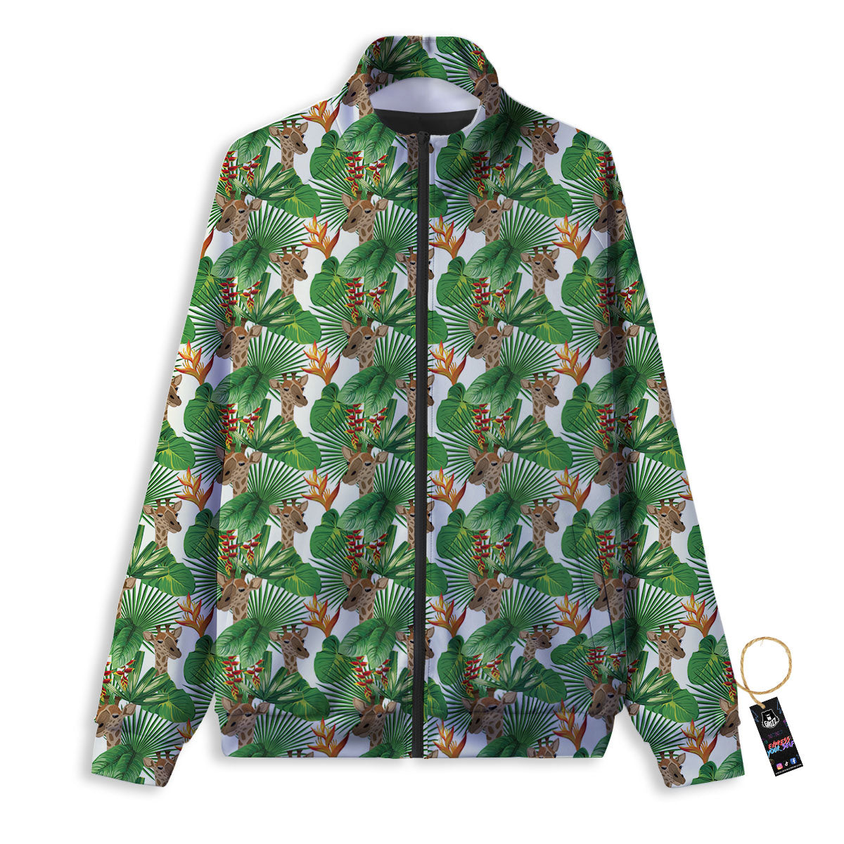 Giraffe Exotic Tropical Print Pattern Track Jacket-grizzshop