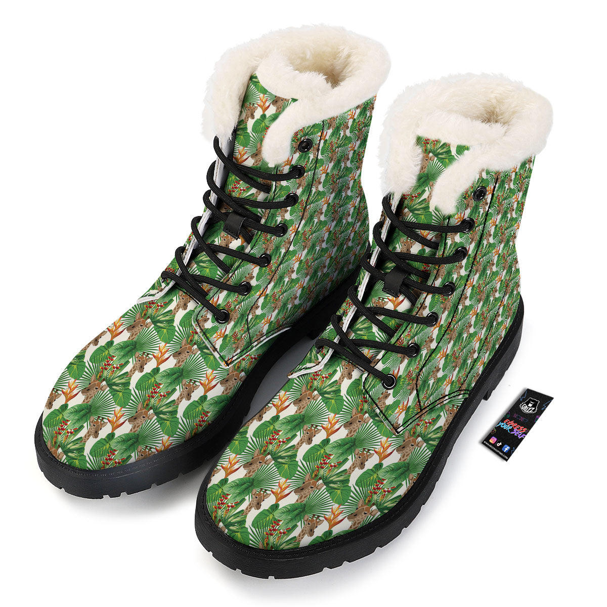 Giraffe Exotic Tropical Print Pattern Winter Boots-grizzshop