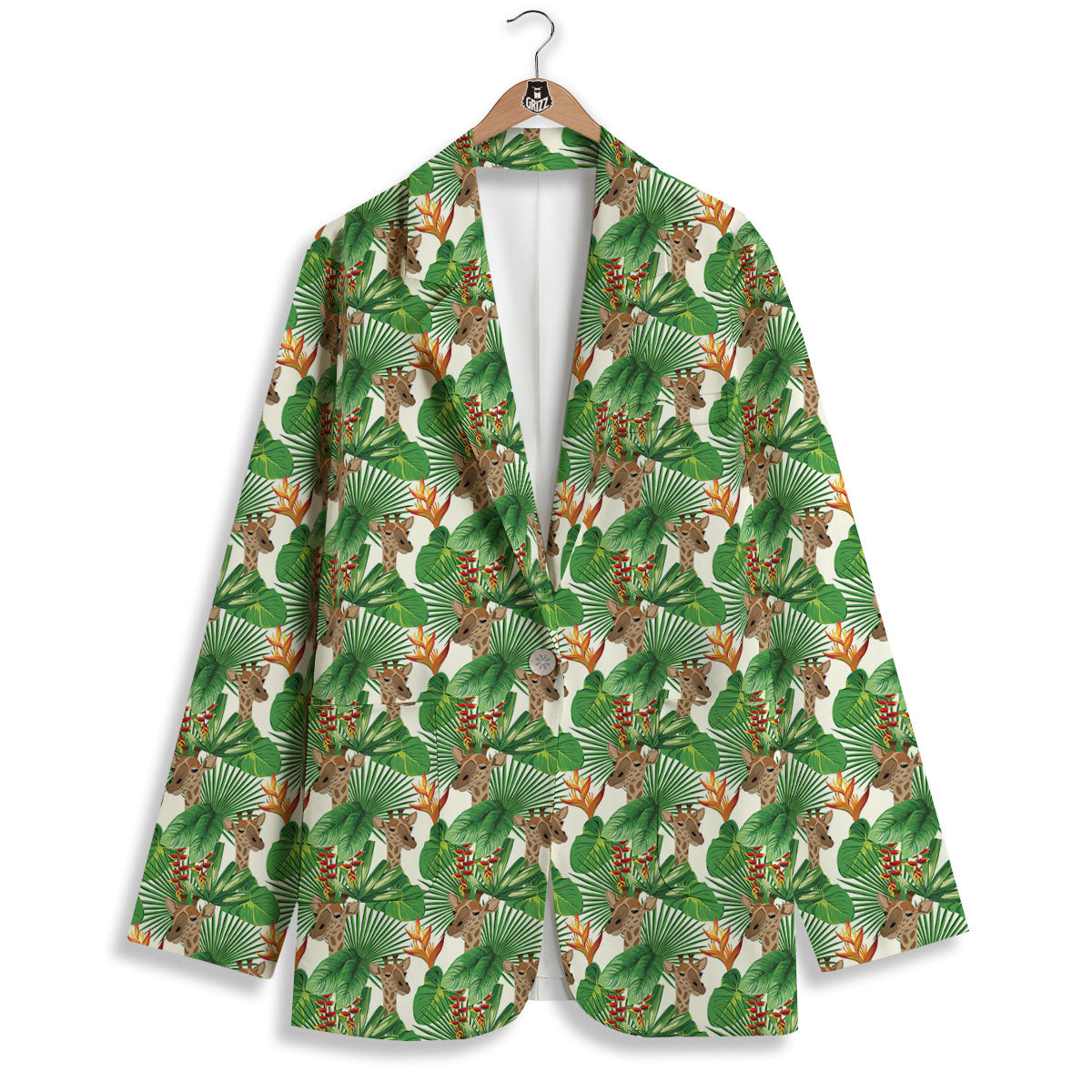 Giraffe Exotic Tropical Print Pattern Women's Blazer-grizzshop
