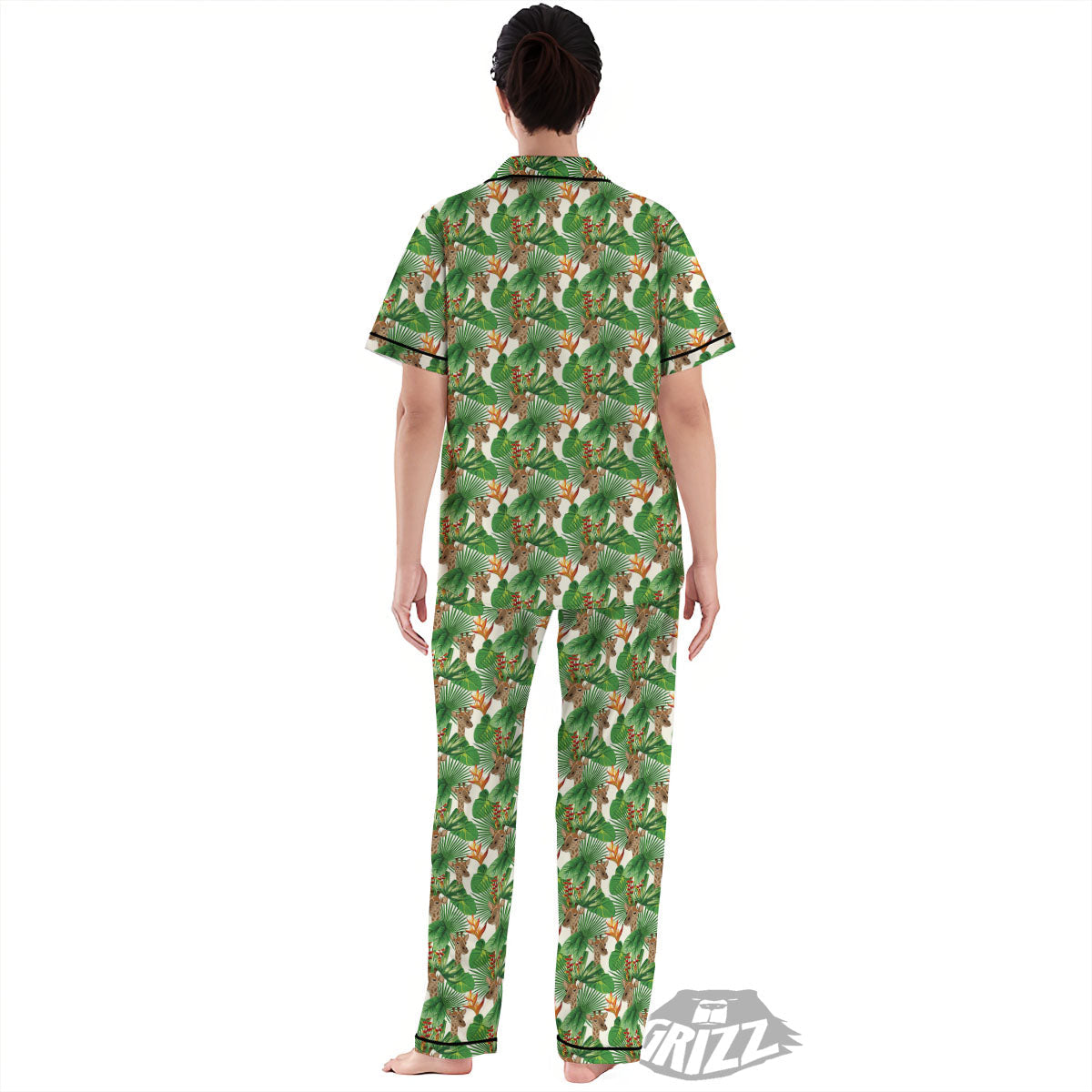 Giraffe Exotic Tropical Print Pattern Women's Pajamas Set-grizzshop