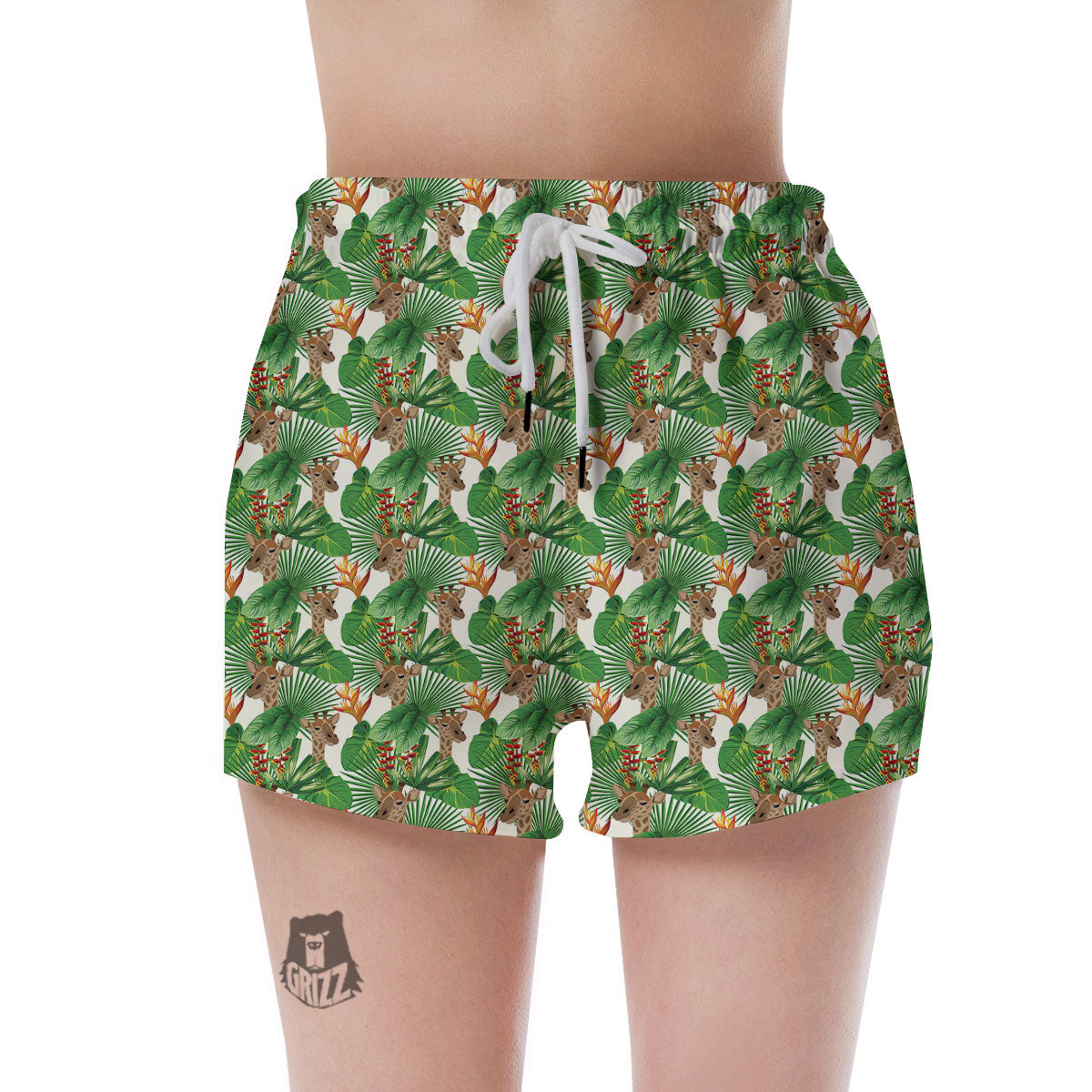 Giraffe Exotic Tropical Print Pattern Women's Shorts-grizzshop