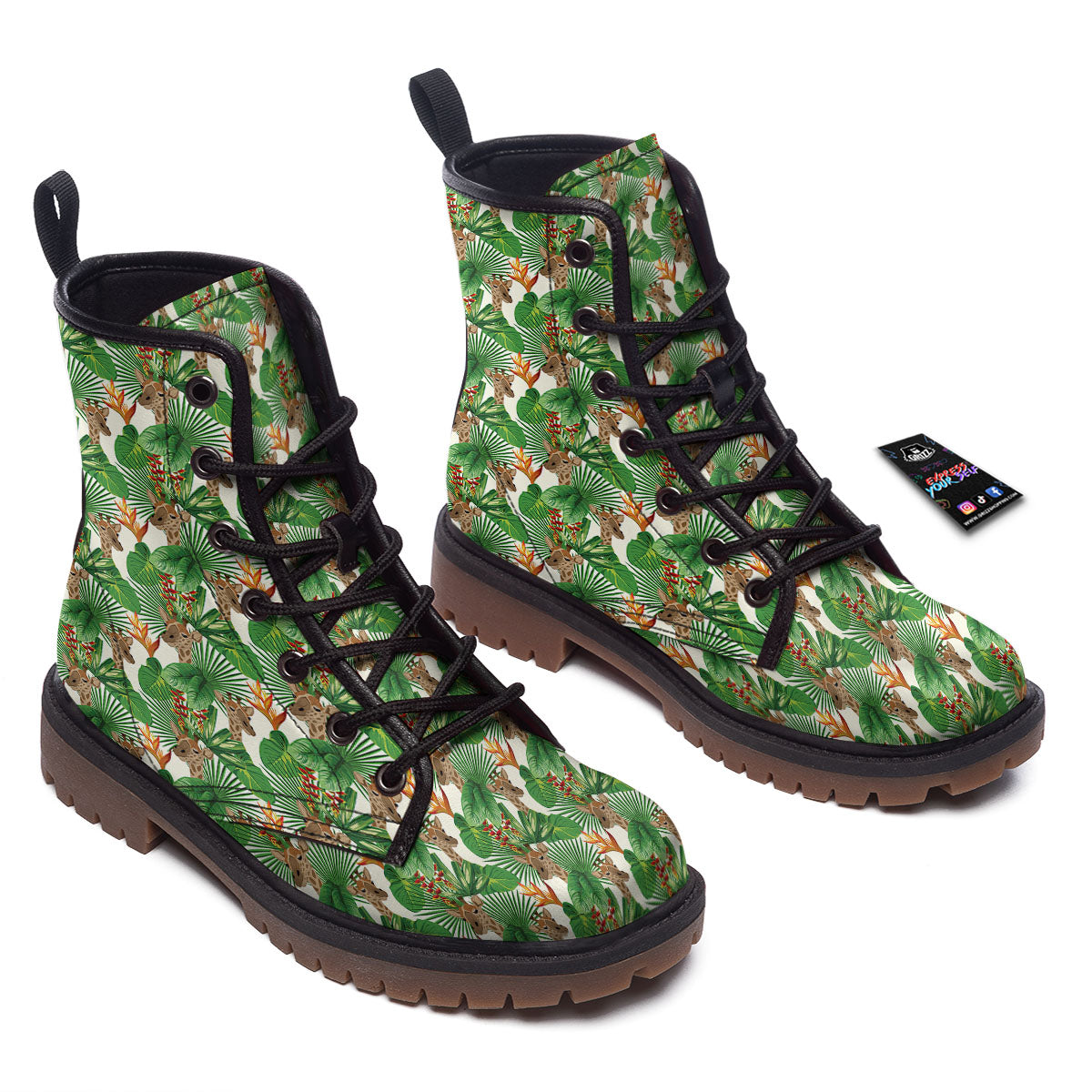 Giraffe Exotic Tropical Print Pattern Work Boots-grizzshop