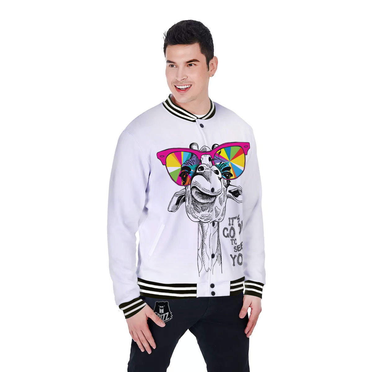 Giraffe Funny Print Baseball Jacket-grizzshop