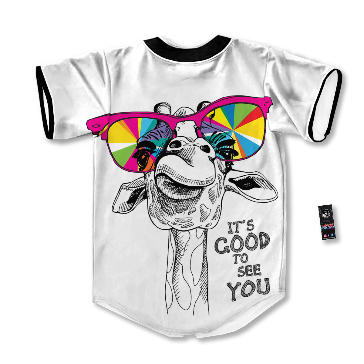 Giraffe Funny Print Baseball Jersey-grizzshop