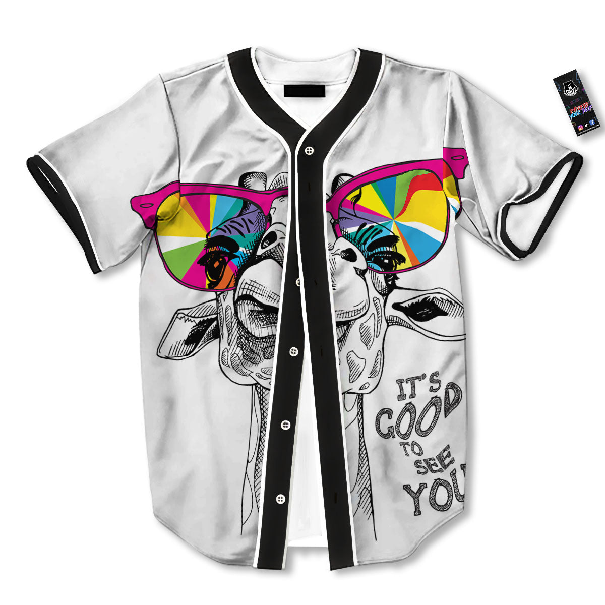 Giraffe Funny Print Baseball Jersey-grizzshop