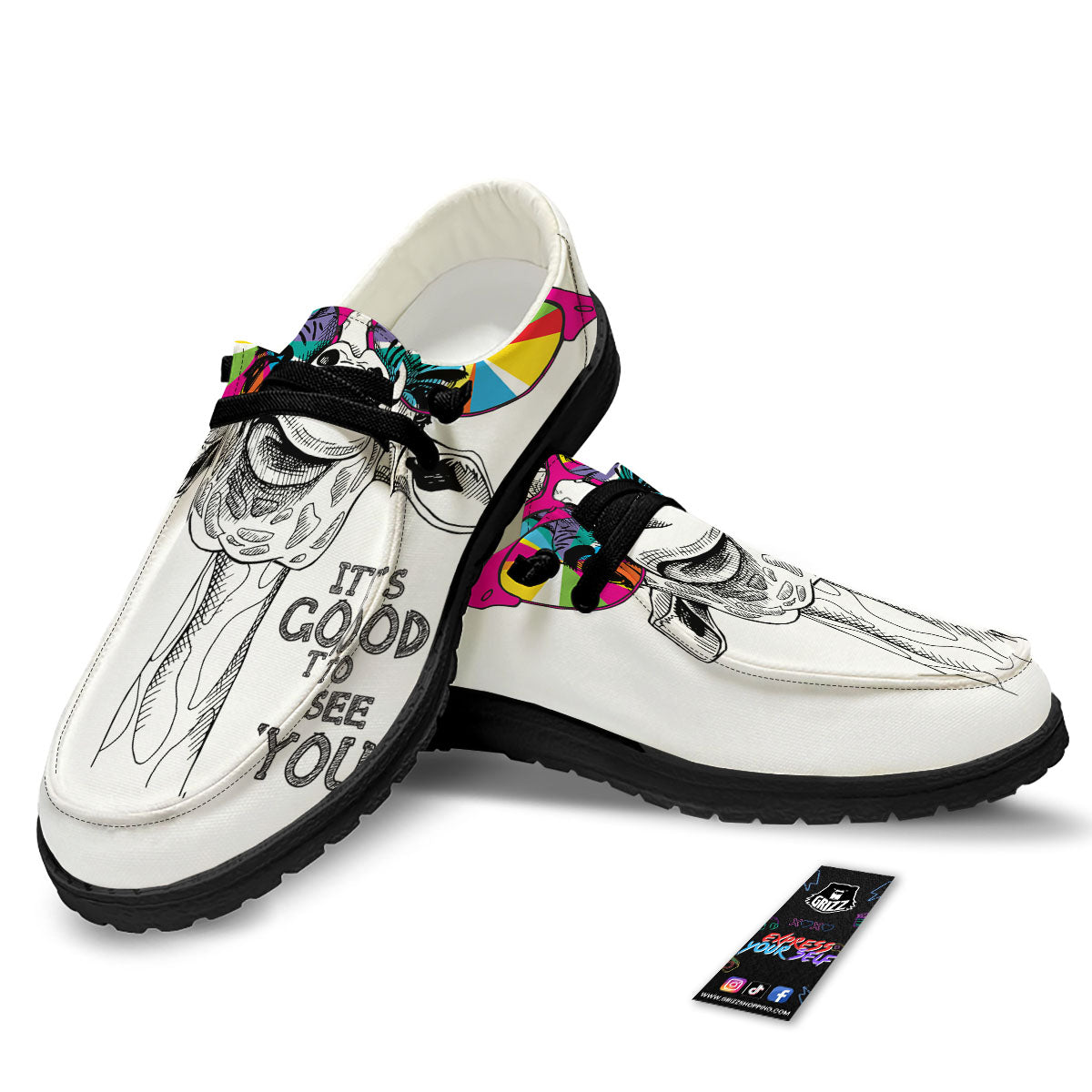 Giraffe Funny Print Black Loafers-grizzshop